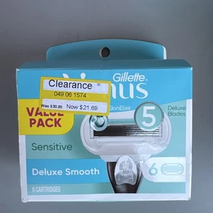 Gillette Venus SkinElixir Sensitive 5 Deluxe Klingen 6 Kartuschen Vorteilspack - Bild 1 von 3