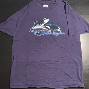 Vintage Single Stitch Marineland Niagara Falls Vintage Navy T-Shirt Orca Whales - Picture 1 of 5