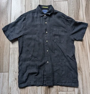 Tommy Bahama Men’s 100% Linen Short Sleeve Shirt Black Size M Casual Button - Picture 1 of 6