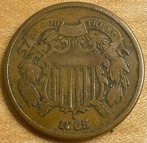 1865 Two Cent Piece 2C - AG/G Details. (Lot 58) - Picture 1 of 2