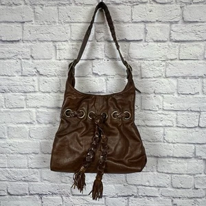 Kooba Carla Women's Handbag Purse Brown Leather Drawstring Satchel Shoulder Bag - Picture 1 of 15