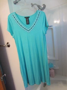 Neu ohne Etikett Damen Kurzarm T-Shirt Kleid Design History Größe M türkis Farbe - Bild 1 von 11