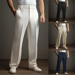Pantalones informales rectos de vestir de color liso para hombre - Imagen 1 de 17