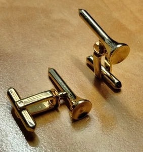 pair of vintage goldtone golf tee cuff links nostalgia for your favorite golfer - Picture 1 of 2