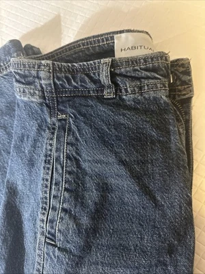 Pantalón de mezclilla para mujer habitual lavado a la piedra pierna ancha cierre de gancho y barra talla 6/28 Foto 1 de 4