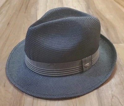 Sombrero Fedora SCALA Classico 100 % papel negro y topo para hombre talla mediana Foto 1 de 4