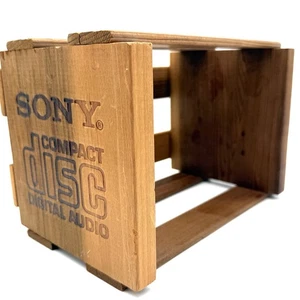 Sony Compact Disc Digital Audio Wooden CD Storage Crate Rack Vintage - Picture 1 of 6