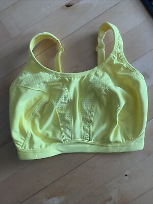 Bnwt Ladies Womens M&s Goodmove Cross Over  Back Sports Top Yellow Size 32 Gg • 9.69€