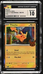 Estampilla de Tarjeta Pokémon Pikachu 062/196 truco o comercio de 10 gemas como nuevas con clasificación CGC - Imagen 1 de 2