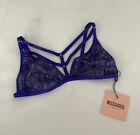 Missguided Electric Blue Lace Nude Unpadded Strappy Bralette - Size 10 - BNWT