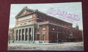 Cartolina pubblicitaria Boston Mass Symphony Hall Wise Piano House Boise - Foto 1 di 4