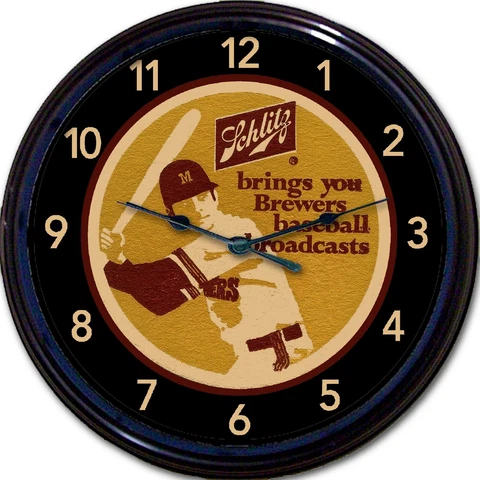Milwaukee Brewers Schlitz Beer Coaster Wall Clock Braves TV Radio Baseball MLB Cover