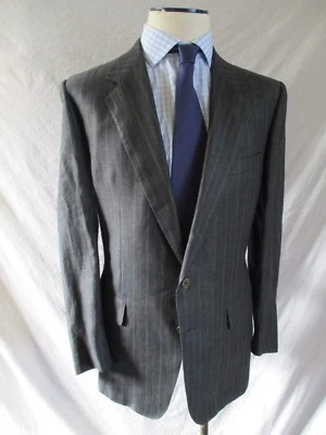 Chaqueta blazer Ermenegildo Zegna Napoleón 100% lino gris a rayas punto alfiler 40R Foto 1 de 4
