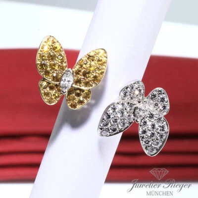 Van Cleef & Arpels Between the Finger Ring Deux Papillons Gold Diamanten Saphire - Bild 1 von 4