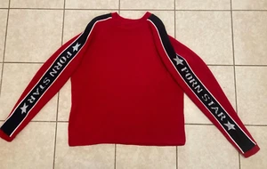 Authentic PORN STAR Sweater VINTAGE size Large RED rare PULLOVER - Picture 1 of 4