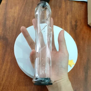 19.8cm Hollow Pyrex Glass Artificial Big Dildo Butt Plug Filled Hot Ice Water UK - Picture 1 of 22