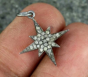 Starburst Pendant Pave Diamond 925 Silver Diamond Thanksgiving Handmade Jewelry. - Picture 1 of 12