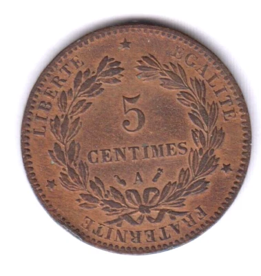 FRANCE 5 Centimes 1886A, BU grade (AC179) - Image 1 of 2
