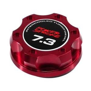 VMS Red Oil Filler Cap V2 7.3L Emblem Fits Ford 7.3L Power stroke Turbo Diesel - Picture 1 of 4
