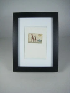 Framed Giraffe Elephant Art Print Black Frame Africa Safari Signed 8 inch Vartel - Picture 1 of 13