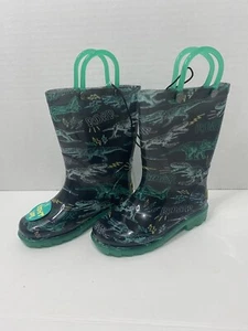 Western Chief - Kids T-REX Roar Lighted Rain Boots - Grey - Size 8 *NEW* - Picture 1 of 11