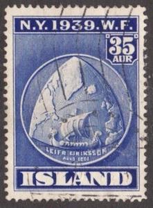 1939 Iceland Island Sc#214 - 35 Aur New York World's Fair. Used stamp Cv$9.75 - Picture 1 of 1