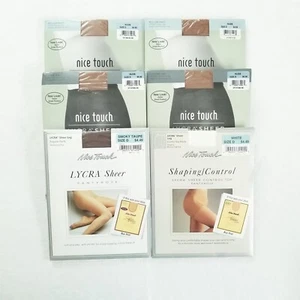 Vtg Nice Touch Lycra Sheer Pantyhose Nude Taupe White Size D Lot Of 6 USA NEW - Picture 1 of 7