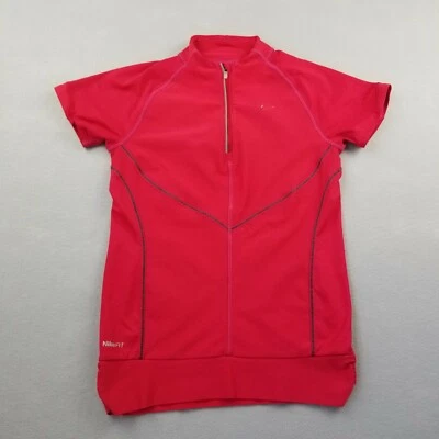 Camiseta deportiva de ciclismo Nike para mujer pequeña roja 1/4 cremallera pulóver manga corta elástica Foto 1 de 4