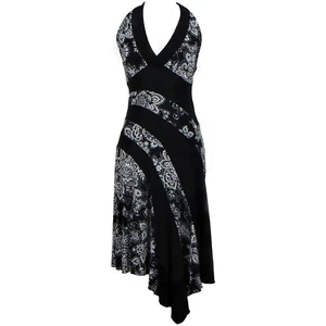 LOVE TEASE Women's Midi Black Dress Floral Formal Party Sleeveless Size M USA - Picture 1 of 9