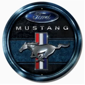 Letrero metálico de aluminio redondo de 11,5 pulgadas Ford Mustang - con licencia oficial - Imagen 1 de 2