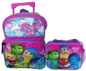 Disney Inside Out 16" Large Roller Backpack Lunch Bag 2pc - Picture 1 of 8