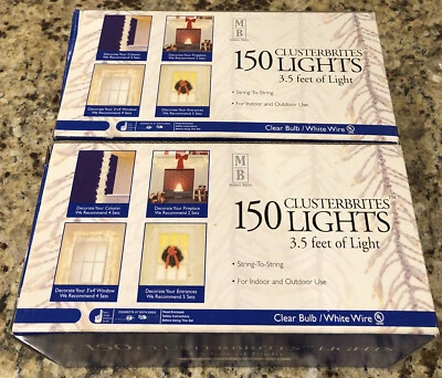 (2)- NEW Merry Brite 150 Clusterbrites LIGHTS White Wire Indoor Outdoor 3.5 ft. - Image 1 of 2