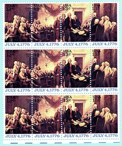 Sc# 1691-1694 13c-Firma de Declaración de Independencia 4 de julio de 1776 COMO NUEVO OG - Imagen 1 de 1