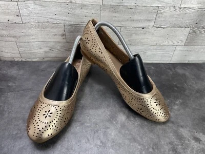 Avon Ballet Flats Women 10M Cushion Walk Shoes  Gold Perforated Slip On Comfort - Image 1 of 4