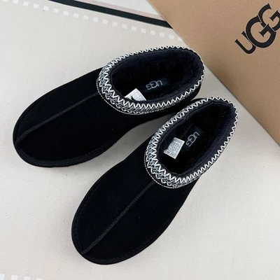 Zapatillas para mujer UGG Tasman II negras de piel de oveja trenzada gamuza superior talla EE. UU. Foto 1 de 4