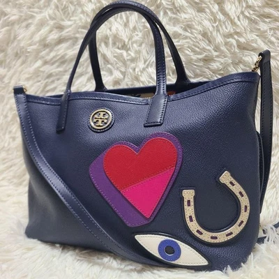 Auténtico bolso bandolera de 3 vías Tory Burch de cuero PVC azul marino Foto 1 de 4