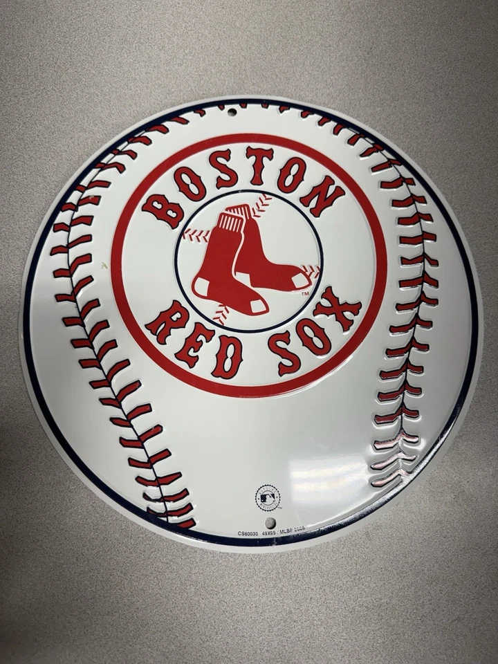 Boston Red Sox Embossed Metal Round Sign $14.95 - Image 1 of 4
