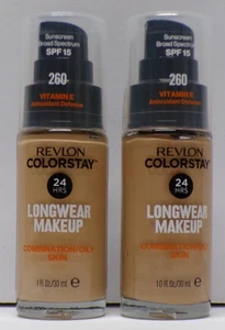 Lot of 2 Revlon Colorstay Longwear Makeup 24 Hrs Foundation 260 Light Honey 1.0 - Picture 1 of 2