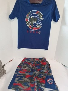 Boys Cubs Camo Summer Outfit Shorts Tshirt Boys 7 - Picture 1 of 6