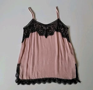 Zara Woman Lace Trim Pink Satin Spaghetti Strap Cami Top Medium Preppy Retro - Picture 1 of 9