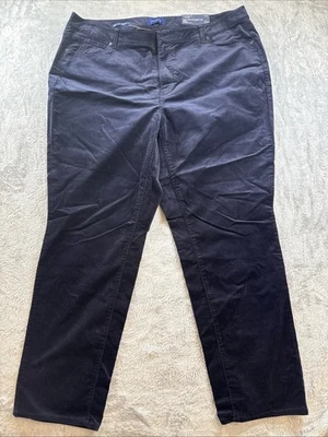 Talbots NWT Size 20 W Velveteen Straight Leg High Waist Slimming Pants Navy Blue - Image 1 of 4