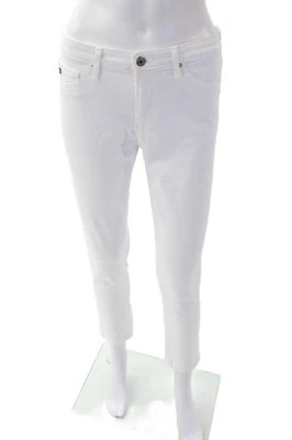Pantalones Adriano Goldschmied Mujer Texturizados Cremallera Botón Pierna Ajustada Blanco Talla 27 EUR Foto 1 de 4