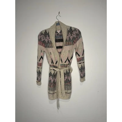 Cat & Jack Holiday Christmas Cardigan With Tie Waist Cozy Kids Girls L 10/12 - Image 1 of 3