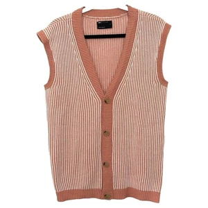 Asos Men's Oversized Pink Cardigan Sweater Vest Sz S - Picture 1 of 5