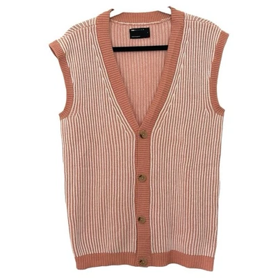 Asos Men's Oversized Pink Cardigan Sweater Vest Sz S - Image 1 of 4