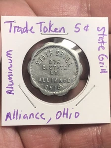 Trade Token 5 Cents - State Grill - Alliance, Ohio - Picture 1 of 7