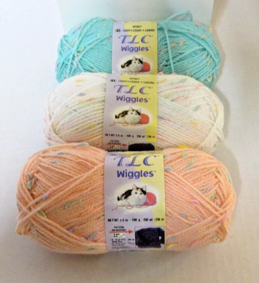 1 Skein Coats & Clarks TLC Wiggles Yarn 3.5 盎司丙烯酸 #3-选择白色桃色完好 — 第 1/1 张图片