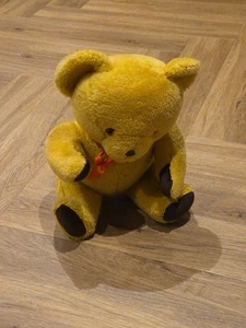 Oso de peluche articulado Nylena rubio oscuro vintage peluche suave años 70 - Imagen 1 de 13