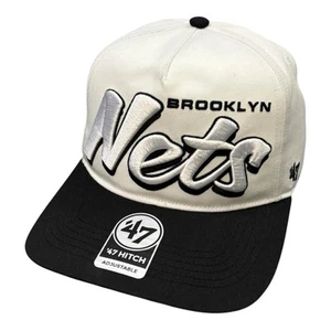 Cappello snapback regolabile Brooklyn Nets Shadow Hitch adulto '47 bianco nero NBA NUOVO - Foto 1 di 18