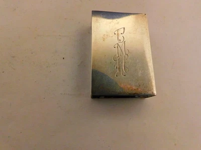 Caja de fósforos vintage de plata de ley con iniciales Foto 1 de 4